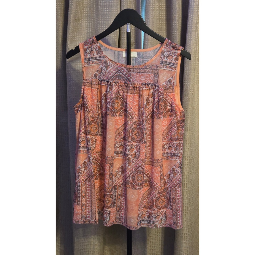 Bobbie Brooks Lightweight Sleeveless Blouse Womens Size Medium Orange Paisley